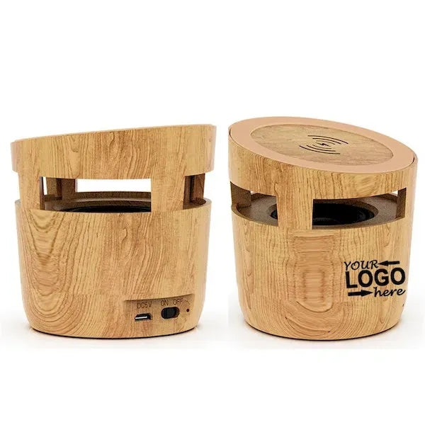 Woodgrain Wireless Charging Pad And Speaker