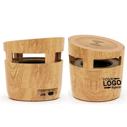Woodgrain Wireless Charging Pad And Speaker
