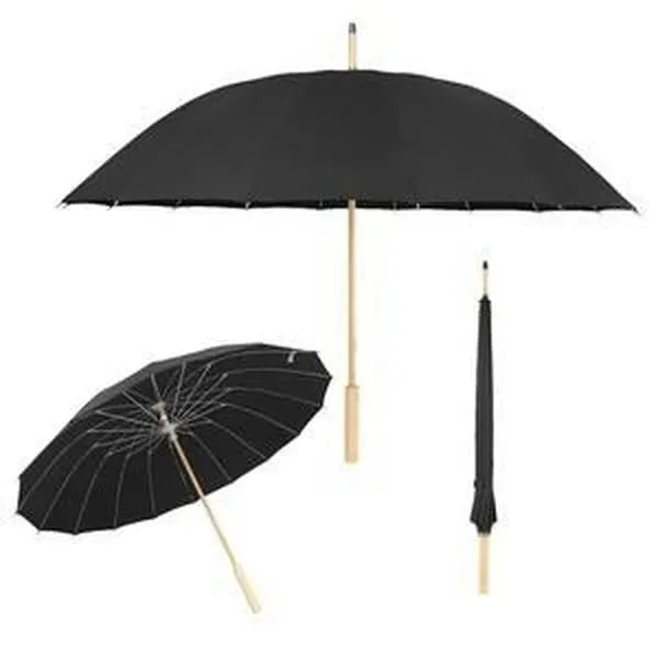 46" Arc Umbrella With 100% RPET Canopy & Bamboo Handle