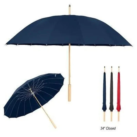 46" Arc Umbrella With 100% RPET Canopy & Bamboo Handle