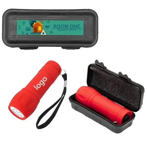 Rubberized Torch Light And Small Hard Case Set