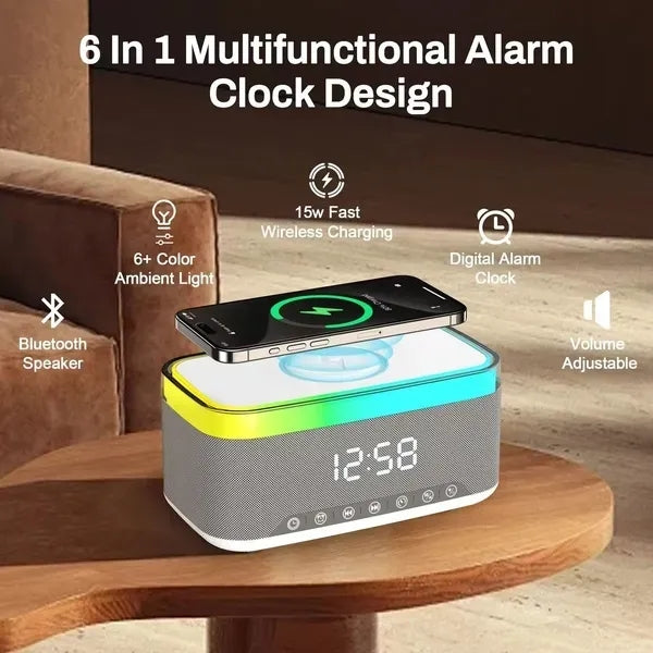 Rise & Shine Clock With Light-Up Speaker & Charger