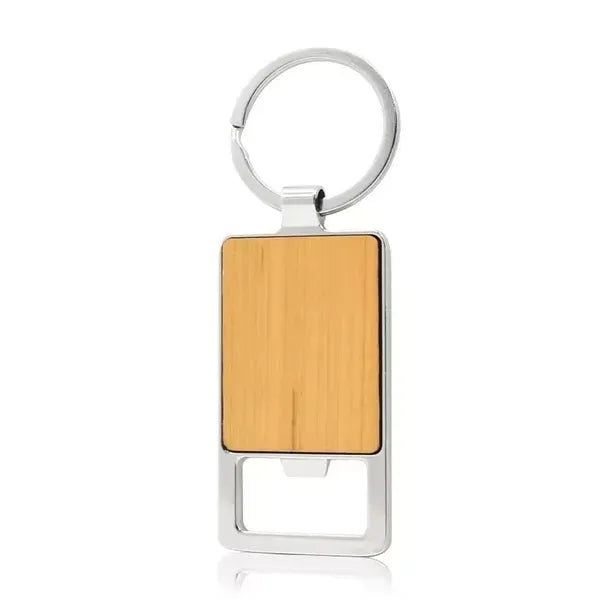 Bamboo Key Tag With Bottle Opener
