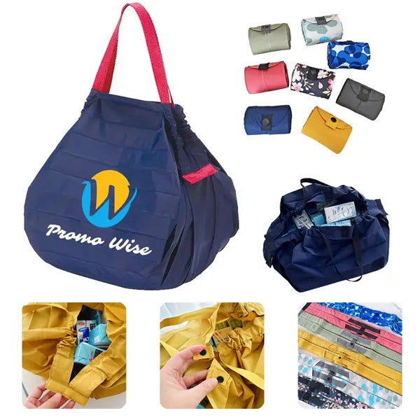 Eco-Friendly Accordion Folding Fabric Bag With Snap Buttons