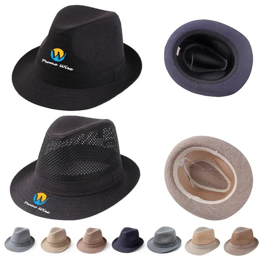 Casual UV Protection Linen-Style Solid Fedora Sun Hat