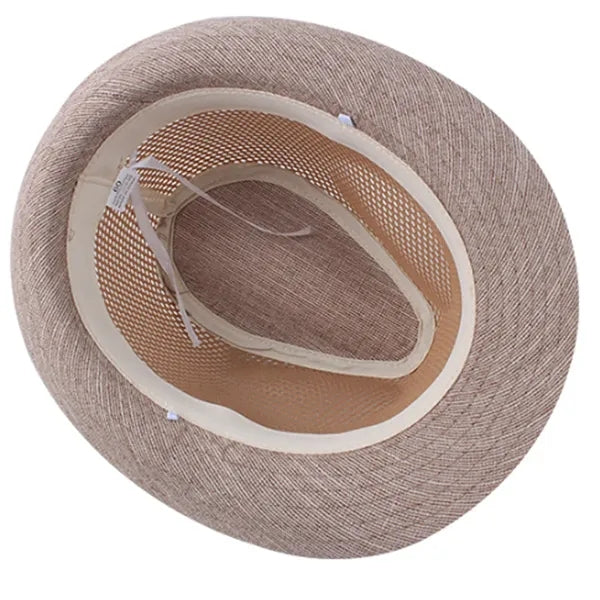 Casual UV Protection Linen-Style Solid Fedora Sun Hat