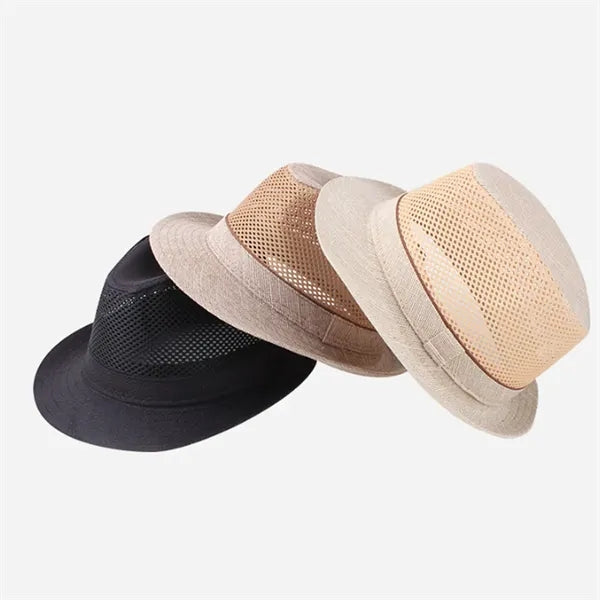 Casual UV Protection Linen-Style Solid Fedora Sun Hat
