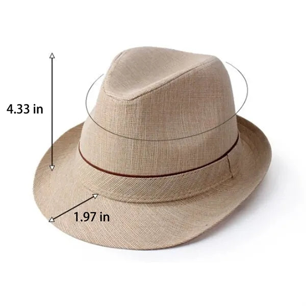 Casual UV Protection Linen-Style Solid Fedora Sun Hat