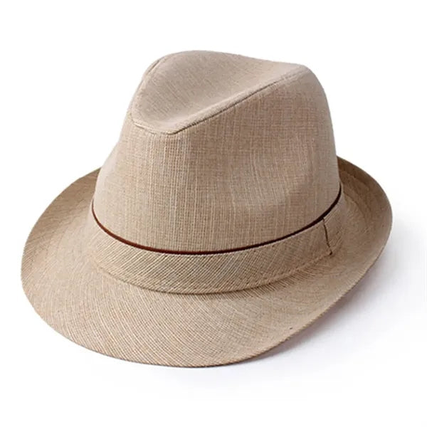 Casual UV Protection Linen-Style Solid Fedora Sun Hat