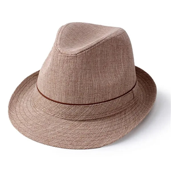Casual UV Protection Linen-Style Solid Fedora Sun Hat