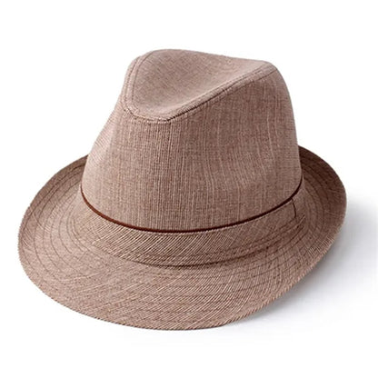 Casual UV Protection Linen-Style Solid Fedora Sun Hat