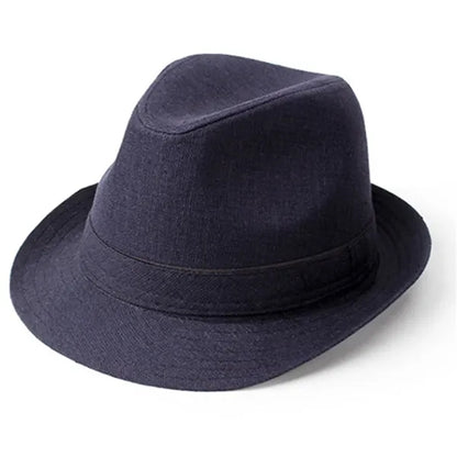 Casual UV Protection Linen-Style Solid Fedora Sun Hat