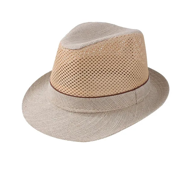 Casual UV Protection Linen-Style Solid Fedora Sun Hat