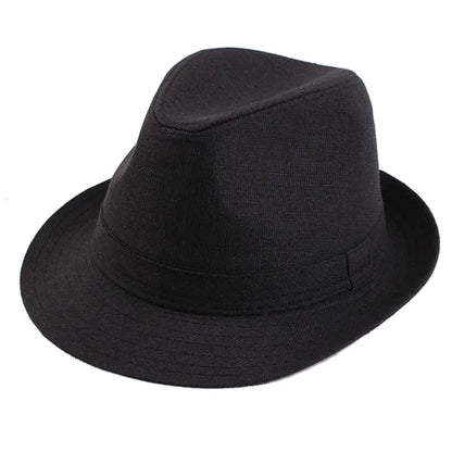 Casual UV Protection Linen-Style Solid Fedora Sun Hat