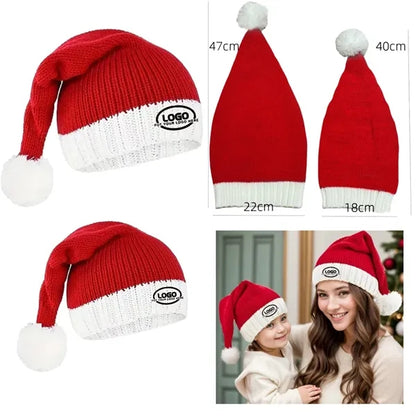 Adults Kids Christmas Santa Knit Red Hat Skull Cap