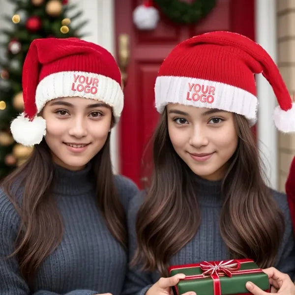 Adults Kids Christmas Santa Knit Red Hat Skull Cap