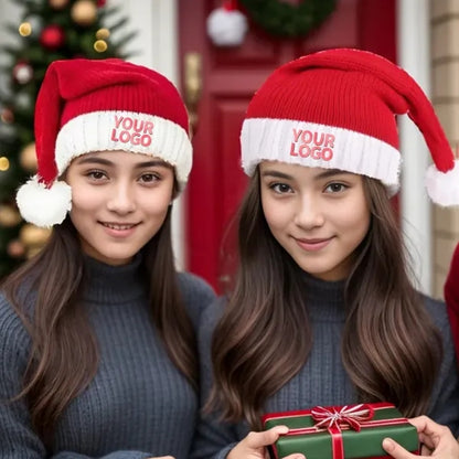 Adults Kids Christmas Santa Knit Red Hat Skull Cap
