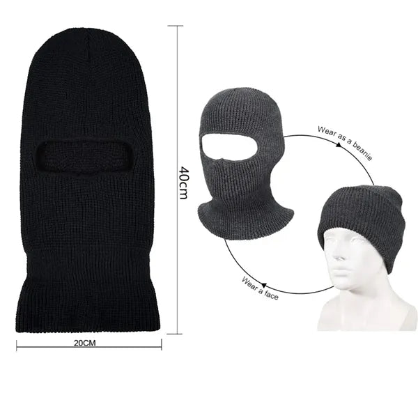 1 Hole Knitted Balaclava Hats Face Covering Ski Mask For Men