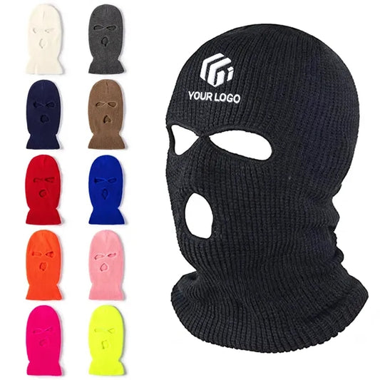 Outdoor sport ski full face cover 3 hole winter knitted mask