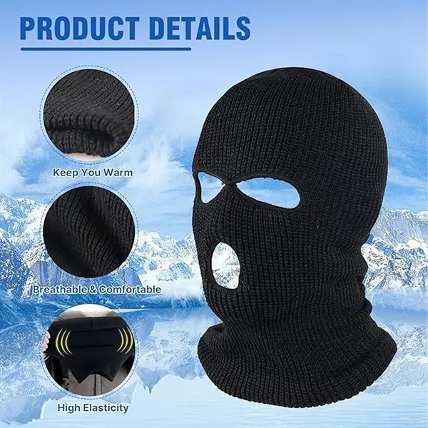 Outdoor sport ski full face cover 3 hole winter knitted mask