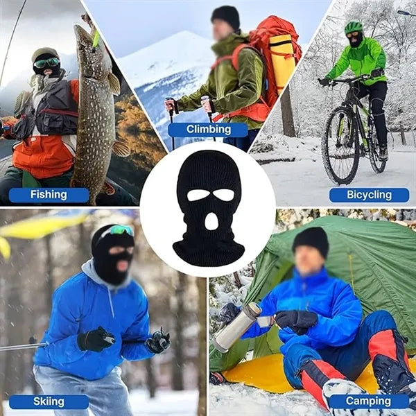 Outdoor sport ski full face cover 3 hole winter knitted mask