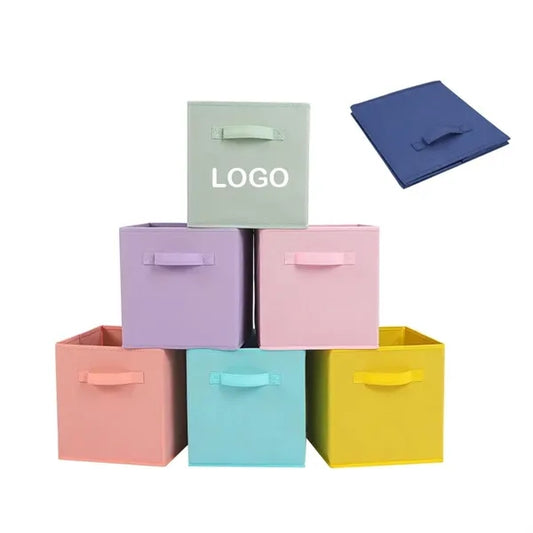 Fabric Fold Collapsible Fabric Storage Bin with Handles.
