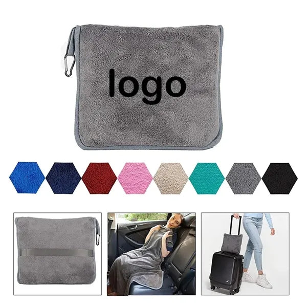 2-in-1 Car Pillow Blanket Flannel Travel Comfort.
