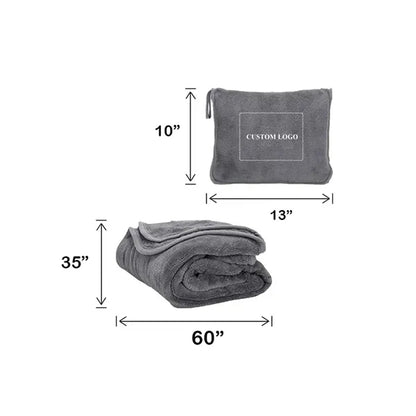 2-in-1 Car Pillow Blanket Flannel Travel Comfort.