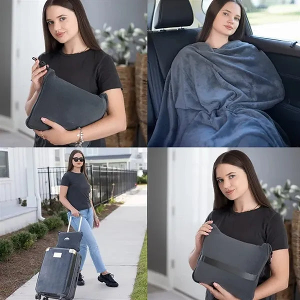 2-in-1 Car Pillow Blanket Flannel Travel Comfort.
