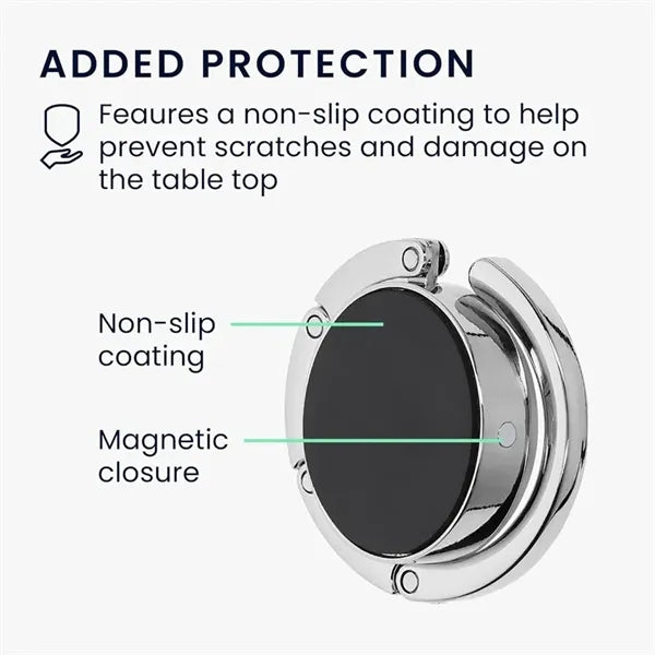 Foldable Bag Hook With Magnetic Closure & Non-Slip Pad