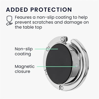 Foldable Bag Hook With Magnetic Closure & Non-Slip Pad
