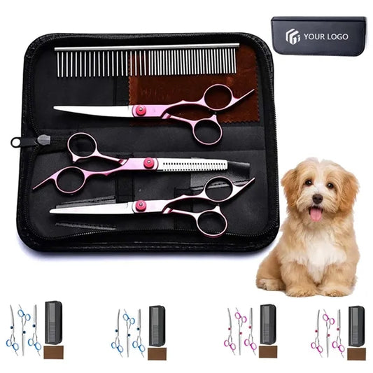 Premium Stainless Steel Pet Hairdressing 6Pcs Scissors Set
