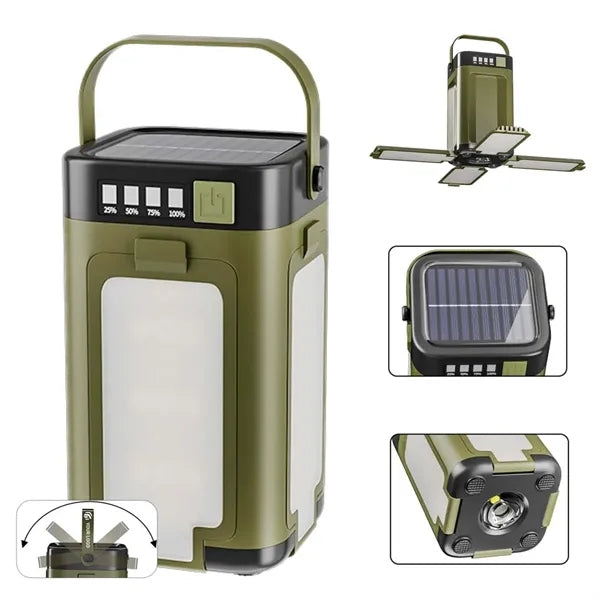 Outdoor solar foldable waterproof flashlight camping lantern