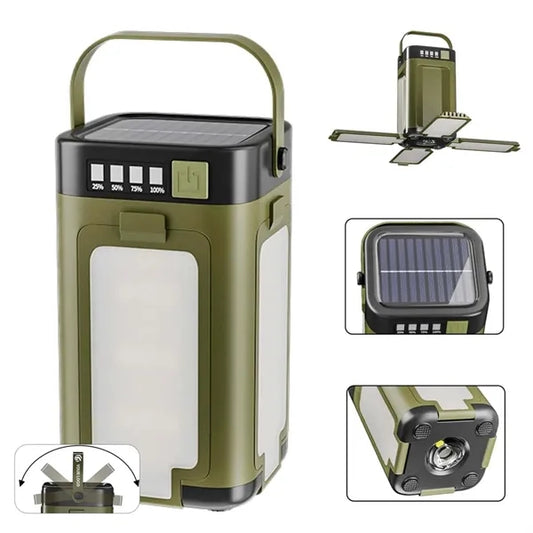 Outdoor solar foldable waterproof flashlight camping lantern