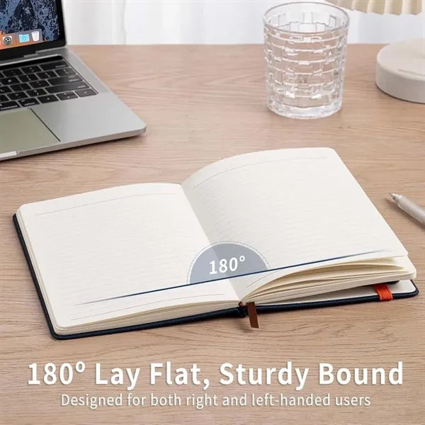 A5 Stripe Leather Business School Notebook with Pen Cover