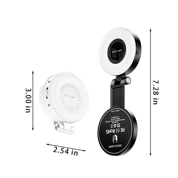 Adjustable compact mirror magnetic phone selfie light