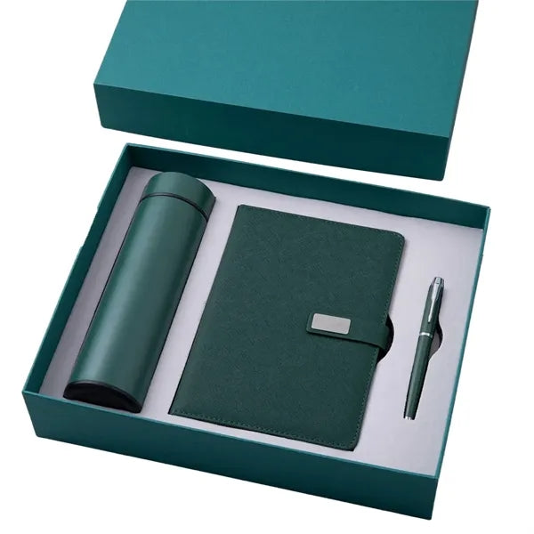 A5 Leather Notebook Insulated Thermos And Pen Gift Set