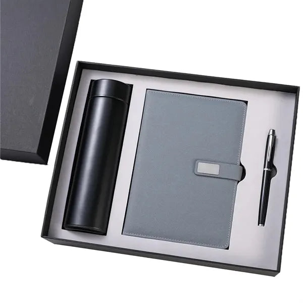 A5 Leather Notebook Insulated Thermos And Pen Gift Set