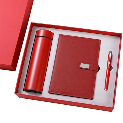 A5 Leather Notebook Insulated Thermos And Pen Gift Set