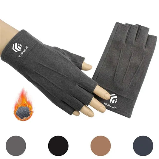 Cycling driving outdoor winter warm fingerless gloves