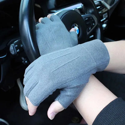 Cycling driving outdoor winter warm fingerless gloves