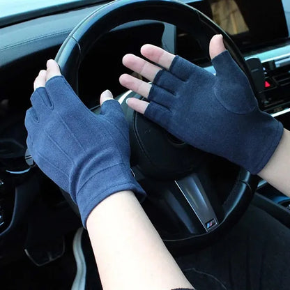 Cycling driving outdoor winter warm fingerless gloves
