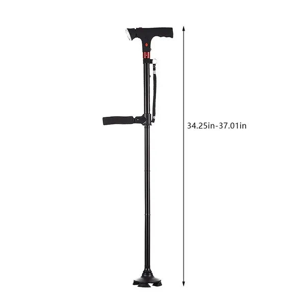Retractable Double Handles Elderly Cane with LED Light
