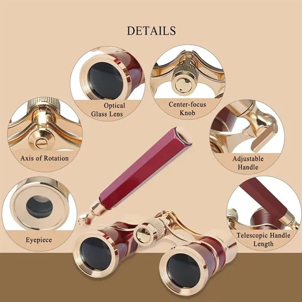 Portable Retro Concert Opera Glasses Binoculars with Handle