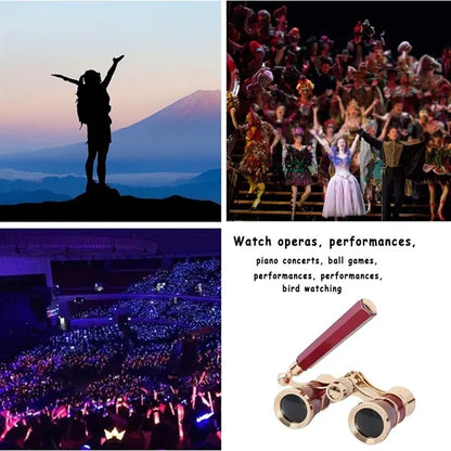 Portable Retro Concert Opera Glasses Binoculars with Handle
