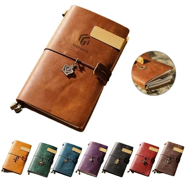 Retro pendants leather traveler daily gifts journal notebook