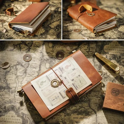 Retro pendants leather traveler daily gifts journal notebook