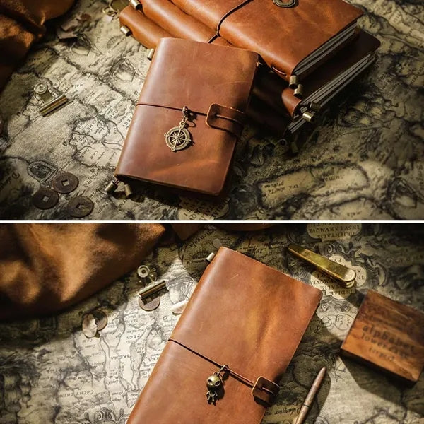 Retro pendants leather traveler daily gifts journal notebook