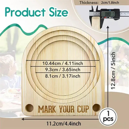Wooden party picnic kitchen cup holder with marker slot