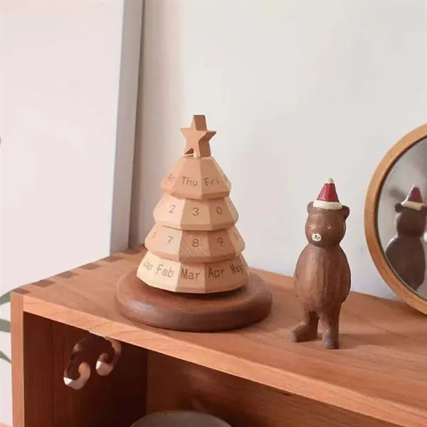 Christmas decor novelty desktop wooden perpetual calendar